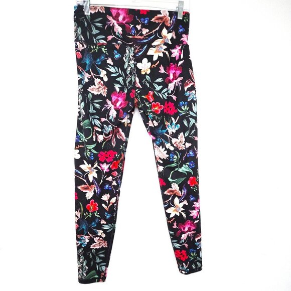 OLd Navy HIgh Rise Elevate Black Floral Compression Leggings - Picture 3 of 8